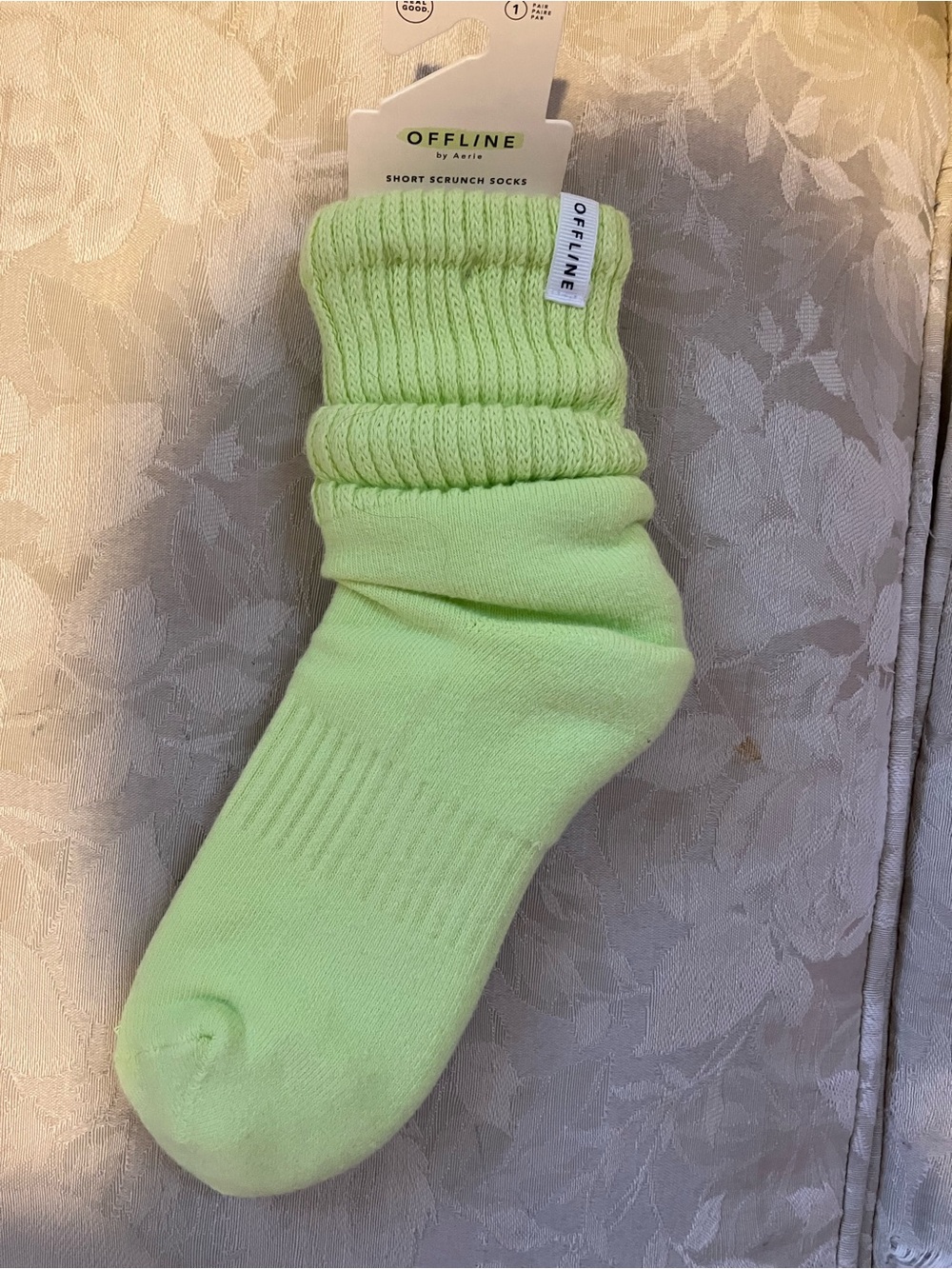 NWT Aerie offline neon green scrunch sock